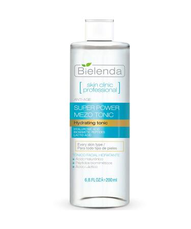 Bielenda Skin Clinic - Face Tonic - Effectively Cleanses And Refreshes - Strong Moisturizing - Reduction Of Redness - Radiance Boost - Skin Clinic Professional Face Tonic With Hialuronic Acid - 200 ml