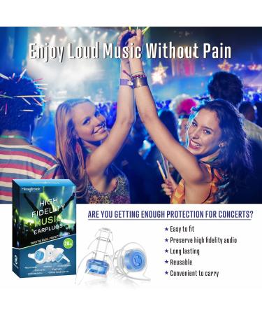 Hearprotek High Fidelity Concert Ear Plugs Noise Reduction Music Earplugs-Hearing Protection for Musicians DJ s Drummers Percussion Festival Nightclub and Other Loud Events (Blue) - Buy Online on GoSupps.com
