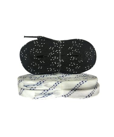 Coepoch Long Waxed Shoelaces for Skating Ice Hockey Ice Skating Curling Black / White 96