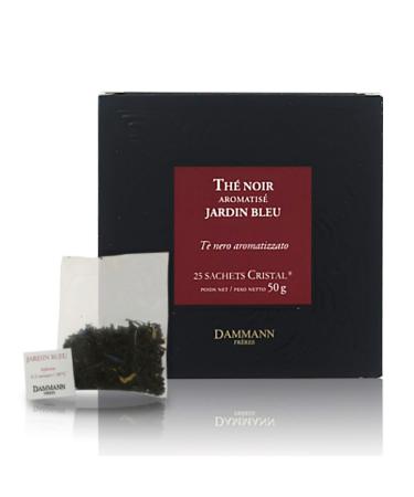 Dammann Jardin Bleu - Th noir parfum la rhubarbe et aux fraise 25 sachets cristal - Dammann Fr res