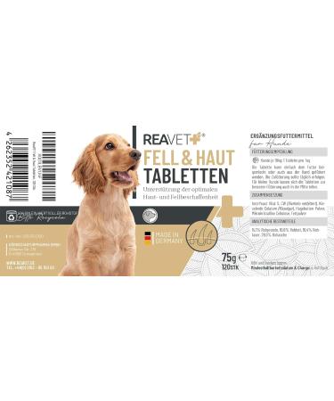 Reavet Fur & Skin Tablets for Dogs - 120 Pieces | Dermatosis Hair Loss & Skin Support - Buy Online on GoSupps.com