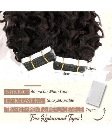 Runature Tape In Extensions - 40cm Real Curly Brown Hair Invisible Curls Remy Hair #2-nw 50g - Premium Quality Hair Extensions - Buy Online on GoSupps.com
