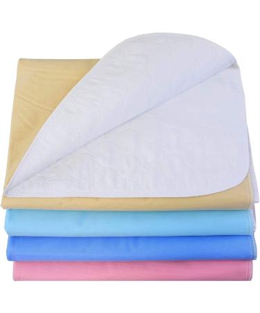 4 Pack - Heavy Weight Soaker 34x36 Waterproof Reusable Incontinence Underpads / Washable Incontinence Bed Pads - Pink and Blue - Great for Adults, Kids and Pets -- 9oz Soaker