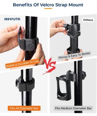 ISSYAUTO 2-in-1 Wheelchair Drink Cup Holder & Phone Bracket - Universal Mount for Wheelchair, Walker, Rollator, Stroller - 3MM Thick - Buy Online on GoSupps.com