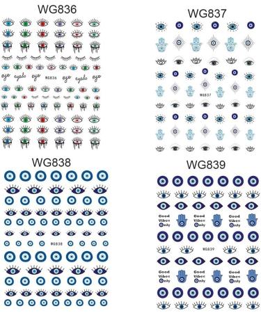 Self-adhesive Design for Nail Salons Easy to Apply Lucky Blue Colorful Evil Eye Nail Sticker Eye Evil Nail Art Sticker 3D Nail Decals(WG841) - Buy Online on GoSupps.com