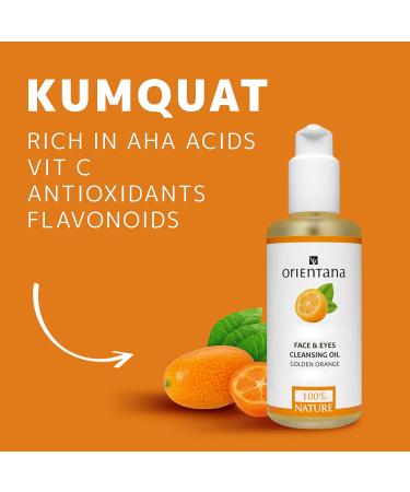 Orientana Golden Orange Cleansing Oil - 99.5% Natural Vegan Makeup Removal - 150 ml - Buy Online on GoSupps.com