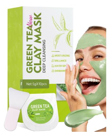 Erinde Erinde Green Tea Deep Cleanse Mask 10 x 5g Pore-Free Clay Facial Mask Green Tea Clay Mask Deep Cleansing Mask for Deep Cleansing Detoxification and