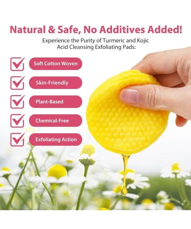Turmeric Cleansing Pads with Kojic Acid - Gentle Face & Body Care | Balance Skin Oil & Water (60 PCS - Buy Online on GoSupps.com