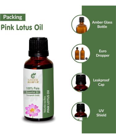Sheer Essence Pink Lotus Essential Oil - Nelumbo Nucifera 100% Pure and Natural Therapeutic Grade Fragrance Oil 5 ML to 1000 ML (30 ML) - Buy Online on GoSupps.com