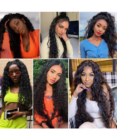 30 Inch Water Wave Lace Front Human Hair Wig for Black Women - Brazilian Wet & Wavy Virgin Hair, Pre Plucked with Baby Hair - Natural Black Color - 150% Density - Buy Online on GoSupps.com