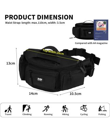 Bawnbag Belt Pocket for Men & Women - Large Hip Pocket Cell Phone Bag | Outdoor Sports Punches Shoulder Bag | Money Belts for Camping Hiking & Fitness - Black - Buy Online on GoSupps.com