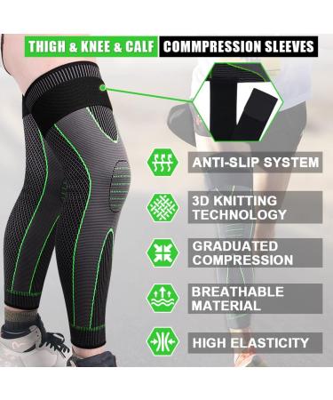 Beister Compression Leg Sleeves with Elastic Straps - Extra Long Knee Braces for Men & Women - Grey XXL - Buy Online on GoSupps.com