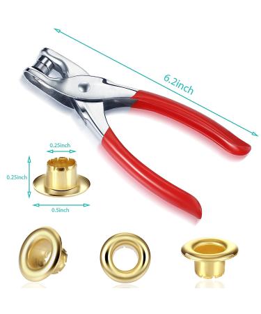 Grommet Tool Kit with 300 Metal Eyelets - Leather Hole Punch Pliers Set for Shoes, Bags, Crafts - Silver 1/4 Inch - Buy Online on GoSupps.com