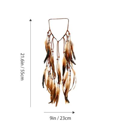 Frcolor Indian Feather Headband | Bohemian Hair Accessories & Festival Headwear | Yellow Feather Headdress - Buy Online on GoSupps.com