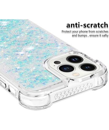 Tivenfezk Nadoli Glitzer Treisand Shell for iPhone 15 Pro Max - Shockproof Silicone & Transparent TPU Quicksand Case - White Blue Protective Cover - Buy Online on GoSupps.com