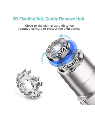 Women's Facial Hair Removal - EZBASICS Painless Trimmer with USB Charge, Waterproof Epilator for Peach Fuzz Chin Cheek Upper Lip - Includes 1 Replacement Head (White) - Buy Online on GoSupps.com