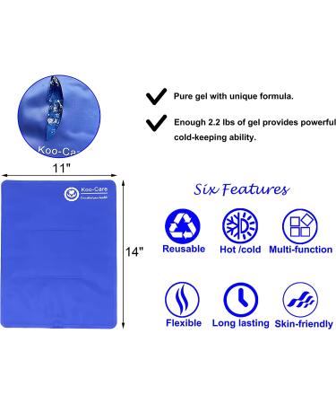 Koo-Care Large Flexible Gel Ice Pack & Wrap with Straps | Hot Cold Therapy for Pain Relief - Shoulder Rotator Cuff, Back, Hip, Knee, Shin Splint Injuries | Reusable - 11 x 14 Blue - Buy Online on GoSupps.com