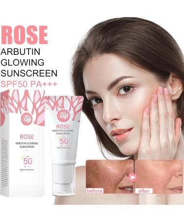 Arbutin Glowing Sunscreen SPF 50+ Face Sun Cream SPF 50 PA++++ Suncream Factor 50 for Face Facial Sunscreen SPF 50 Ultra Light UVA & UVB Protetion Non-Greasy Anti-Dark Spots Waterproof - Buy Online on GoSupps.com