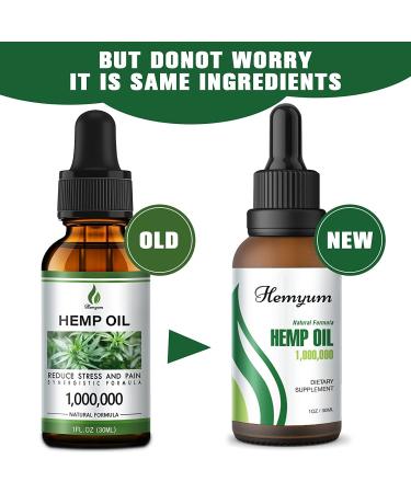 Organic Hemp Oil by Hemyum - 1,000,000 Maximum Strength - Anxiety & Stress Relief - Calming, Relaxation, Sleep Aid - Natural Hemp Tincture - Vegan, Non-GMO - Made in USA - 2-Pack 1 Fl Oz - Buy Online on GoSupps.com
