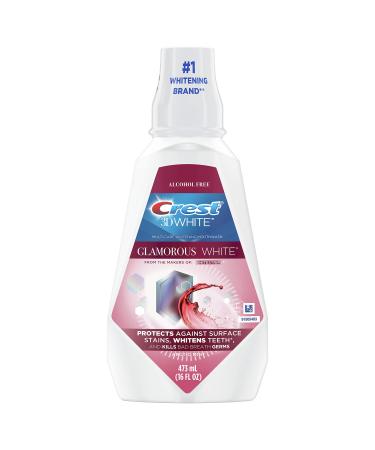 Crest 3D White Glamorous White Alcohol Free Multi-Care Whitening Mouthwash, Arctic Mint, 16 fl oz (473 mL) - Pack of 4 Fresh Mint