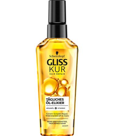 Gliss cure hair oil daily oil elixir (75 ml) hair oil for dry hair nourishes and refines the hair without greasy residues contains argan oil and vitamin e single - Buy Online on GoSupps.com