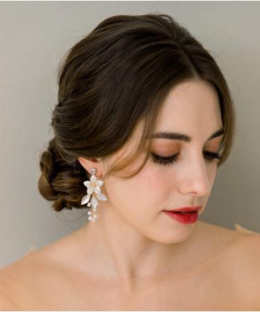 SWEETV Handmade Gold Wedding Hair Comb and Bridal Earrings Set - Elegant Accessories for Brides - Buy Online on GoSupps.com