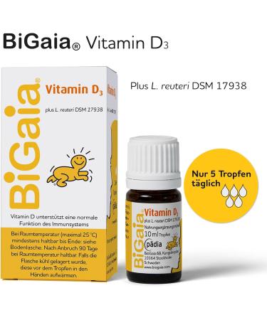 Bigaia Drops + Vitamin D3 for Infants - 10ml | Natural L. Reuteri to Support Intestinal Flora  - Buy Online on GoSupps.com