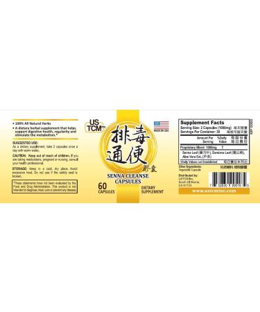 Senna Cleanse Capsules 500mg 60 Vegetable Capsules 100% Natural No Preservatives Extra Strength for Healthy Digestive System and Regularity Made in USA - Buy Online on GoSupps.com