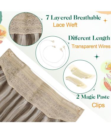 Easyouth 14 Inch Light Brown Highlight Platinum Blonde Wire Hair Extensions - 70g Human Hair, Invisible Fish Line Extension #8P60 - Buy Online on GoSupps.com