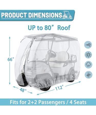 Himal 4 Passenger 400D Waterproof Golf Cart Cover | Sunproof, Roof 80 L | Fits EZ GO, Club Car, Yamaha | Dustproof & Durable - Buy Online on GoSupps.com