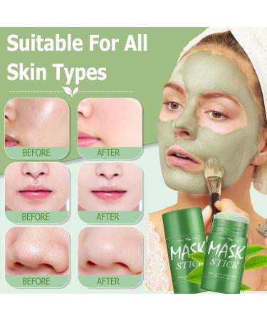 Yagaspantery 2 pieces Green Mask Stick Green Tea Deep Cleanse Clay Mask Green Tea Cleansing Clay Stick Deep Cleansing SmearingStick moisturizing green tea facial mask deep cleansing - Buy Online on GoSupps.com