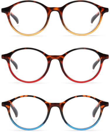 JM Vintage Round Reading Glasses - 3 Pack Mixed Colors +6.0 Diopters for Men & Women - Spring Hinge Lenses - Buy Online on GoSupps.com