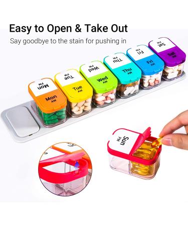 Daviky Smart XL 7 Day Pill Organizer - Weekly AM PM Pill Cases - Large Pill Box Holder for Twice a Day Medication - Buy Online on GoSupps.com
