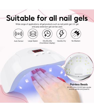 White U V LED Nail Lamp For Home Salon 36W Gel Polish Nail Dryer Curing Lamps With 3 Timer Presets Auto Sensor USB Cord Nail Art Tools for Manicure Pedicure - Buy Online on GoSupps.com