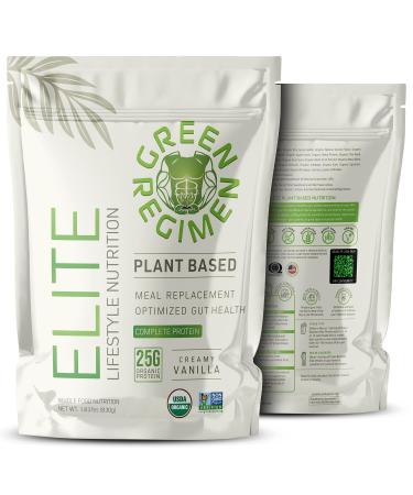 Green Regimen Elite Plant-Based Protein Powder - 25g Complete Hemp & Pea Protein Meal Replacement High-Protein Vegan Shake NonGMO Gluten-Free Dairy-Free Low Carb - (Vanilla - 1 Month Supply) Vanilla 0.04 Ounce (Pack of
