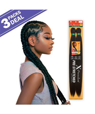 Sensationnal XPRESSION 3X Pre-Stretched Braids 58 3-Pack 1B - Long Synthetic Hair Extensions - Buy Online on GoSupps.com