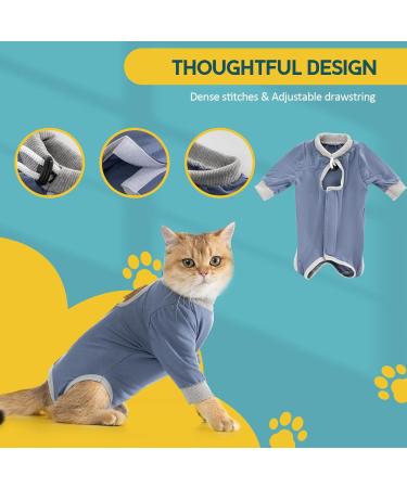 Avont Katzenbody Recovery Suit for Cats - Modal Leak Protection for Abdominal Wounds & Skin Diseases | Spay/Castration Weaning Clothing - Gray-Blue L - Buy Online on GoSupps.com