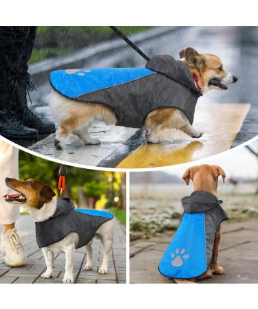 Waterproof Dog Raincoat Jacket for Small, Medium, Large Dogs - Blue & Grey Medium Size - Buy Online on GoSupps.com
