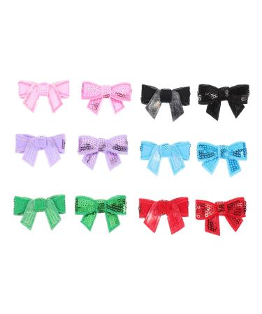 NUOBESTY 12pcs Diy Accessories Ornament Tiara Sequin Hair Bows Bowknot Diy Projects Bowties Clothing Hairpin