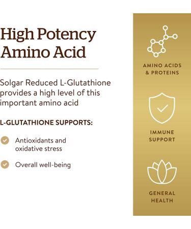 Solgar Reduced L-Glutathione 250 mg - 60 Veg Capsules | Antioxidant Support - Buy Online on GoSupps.com