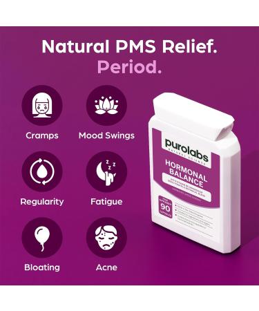 Purolabs PMS Support Supplement for Women - Hormone Balance with Magnesium & Vitamin B6 - Vegan - 90 Capsules - Buy Online on GoSupps.com