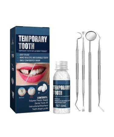 Tooth Repair Kit,4Pcs Dental Tools,1Pcs 30ml Dental Repair Denture Repair Beads,Temporary Tooth Repair Granules Tools Set for Temporary Fixing Filling Missing Broken Tooth Moldable Fake Teeth(5Pack)