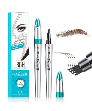 Microblading Pencil for Eyebrows Liquid Eyebrow Pencil Waterproof Tattoo Brow Pencil Kit with a Micro-Fork Tip Applicator Smudge-proof Effortlessly and Stays on All Day  Creates Natural Looking Brows (2dark brown)