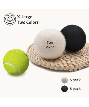 Daily Treasures 12PC Organic Wool Raccoon Set & 2PC Animal Hair Remover - Natural Wool Dryer Balls for Sensitive Skin | Reduce Folds White & Black - Buy Online on GoSupps.com