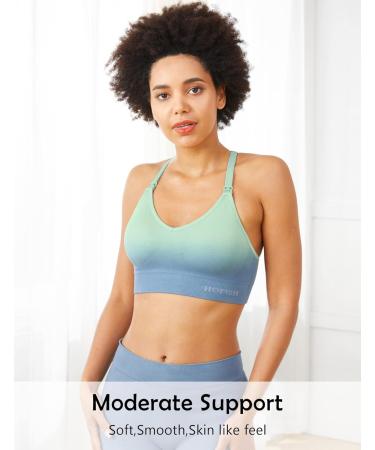 HOFISH Seamless Nursing Sports Bra XL Blue-Green | Medium Impact Racerback Pregnancy & Breastfeeding Bra - Buy Online on GoSupps.com