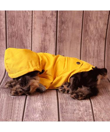 Medium Yellow Dog Raincoat Jacket with Zip-Up Hoodie | Water Resistant Stylish Dog Raincoats - Buy Online on GoSupps.com