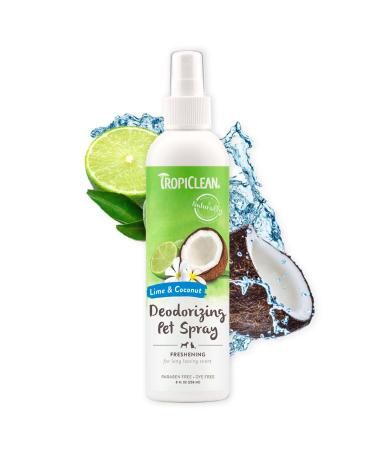 TropiClean Deodorizing Pet Spray Cologne - Perfume for Smelly Dogs & Cats - Derived from Natural Ingredients - Long Lasting - Made in The USA Lime & Coconut 8 oz