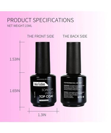 Jofay Fashion No Wipe Top Coat 15ml - Set of 2 Bottles | Long Lasting Glossy Finish | Soak off Gel Nail Polish for DIY Nail Art at Home and Salon Use - Buy Online on GoSupps.com