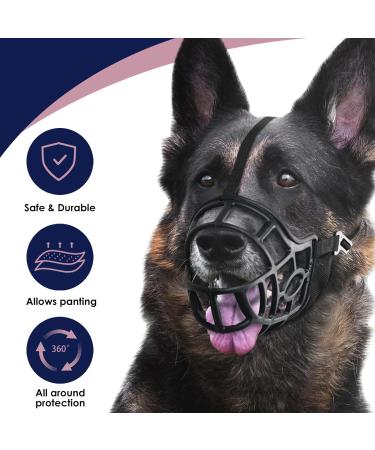 Breathable Basket Muzzle for Dogs - Stop Biting Barking & Chewing | XL Labrador Black - International Shipping - Buy Online on GoSupps.com