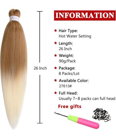 Xtrend 8 packs Ombre Blonde Braiding Hair Pre Stretched Ez Braiding Hair Soft Yaki Texture Synthetic Braiding Hair for Box Braids Hair Not Itchy Hot Water Setting Braids Hair 27613# 26 Inch (Pack of 8) 27613# - Buy Online on GoSupps.com